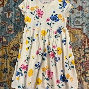 Old Navy ivory pink blue yellow floral knit babydoll dress toddler 5T